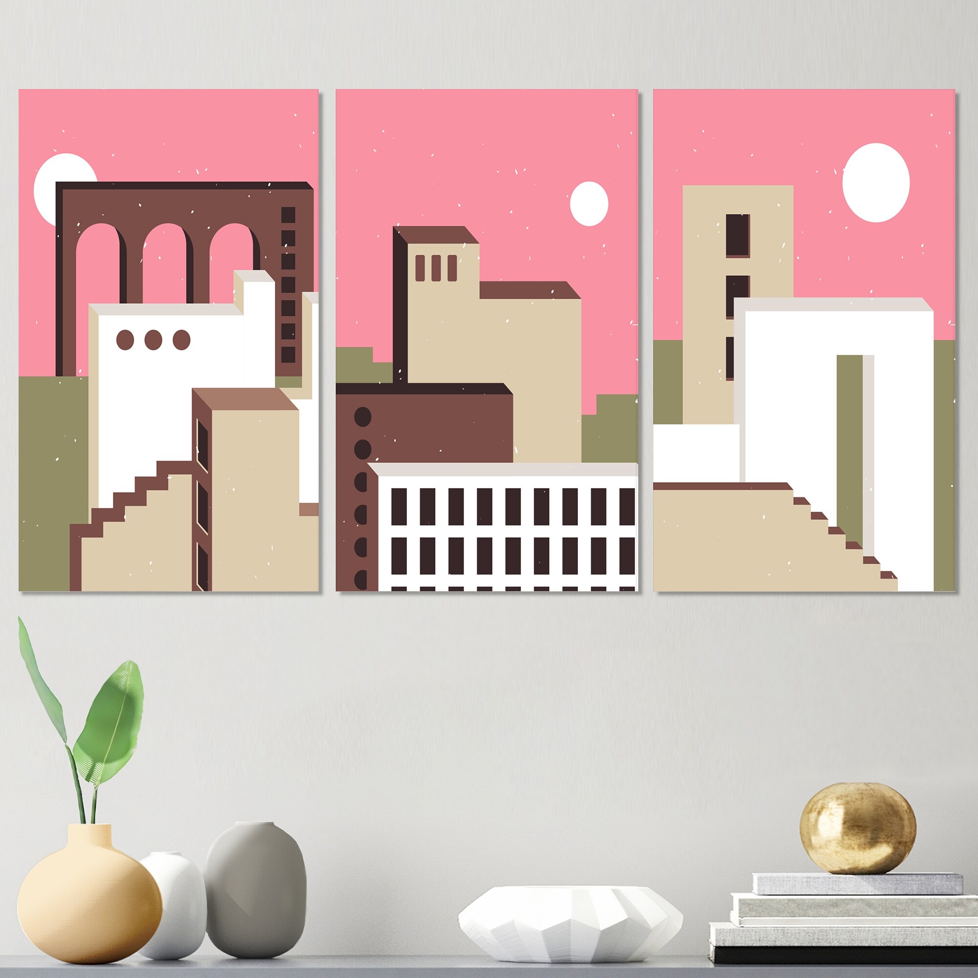 Designart Mid-Century Modern Art: Minimal Abstract Shapes in Retro Colors II - Vibrant Retro-Inspired Abstract Wall Art for Contemporary Spaces-image