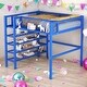preview thumbnail 2 of 11, Full Size Modern Style Metal Loft Bed with 4-Tier Shelves and Storage,Blue