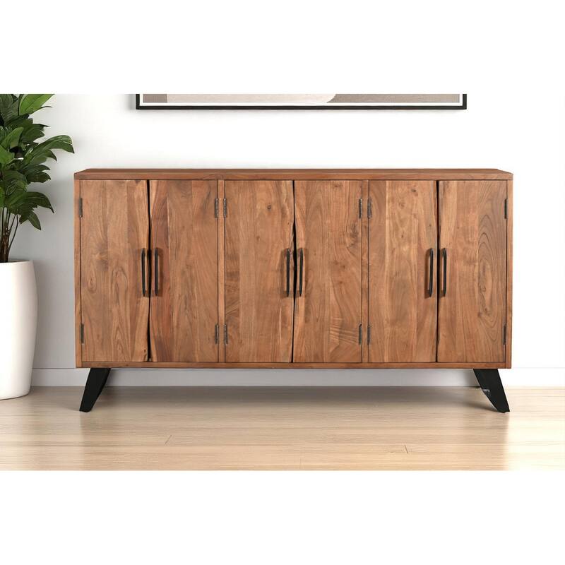 HomeRoots 69" Brown Solid Wood Live Edge Sideboard with Six Doors - 69.00 in. x 38.00 in. x 17.00 in. - 69.00 in. x 38.00 in.  x 17.00 in.