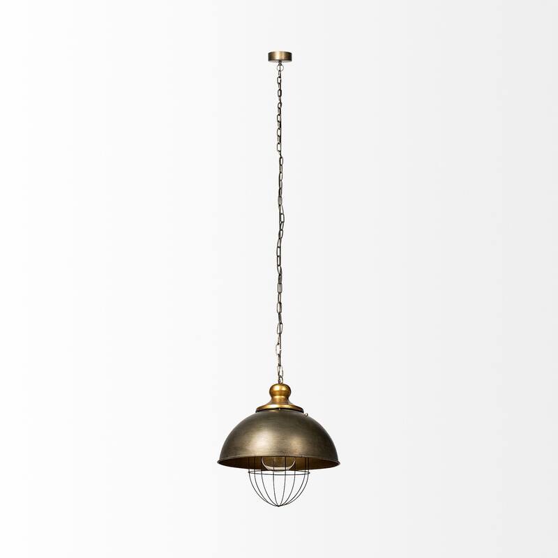 HomeRoots Rustic Gold Ton Metal Dome Hanging Light - 16.25' X '17' X '16.25