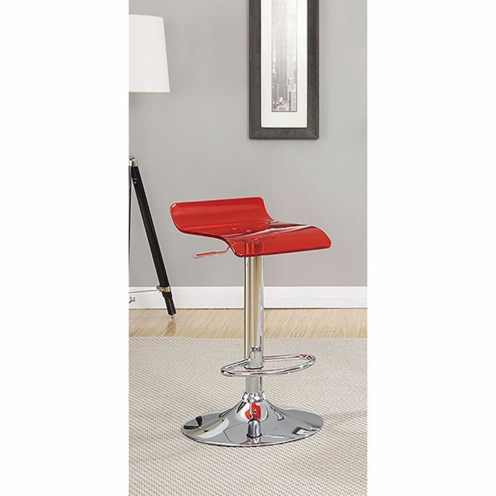 Overstock Contemporary Bar Chair In Red Color With Acrylic Seat, Set Of 2