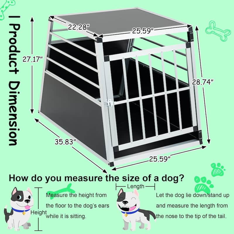 GDFStudio - Miller Aluminum Double Doors Travel Crate Trapezoidal Kennel Dog Cat Carrier Durable