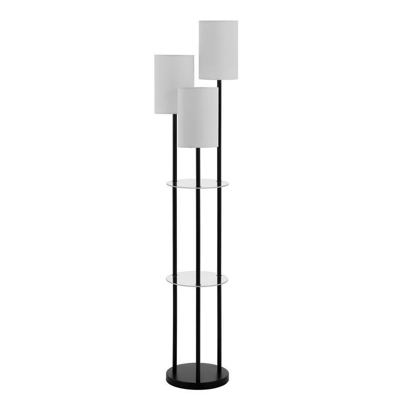 SAFAVIEH Lighting Soren 63-inch 2-shelf 3-light LED Floor Lamp - 14" W x 14" L x 62.5" H