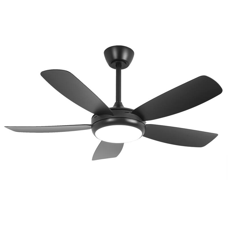 42" Modern Black Stepless Dimming LED Easy Installation 5-Blades Ceiling Fan with Light and Remote