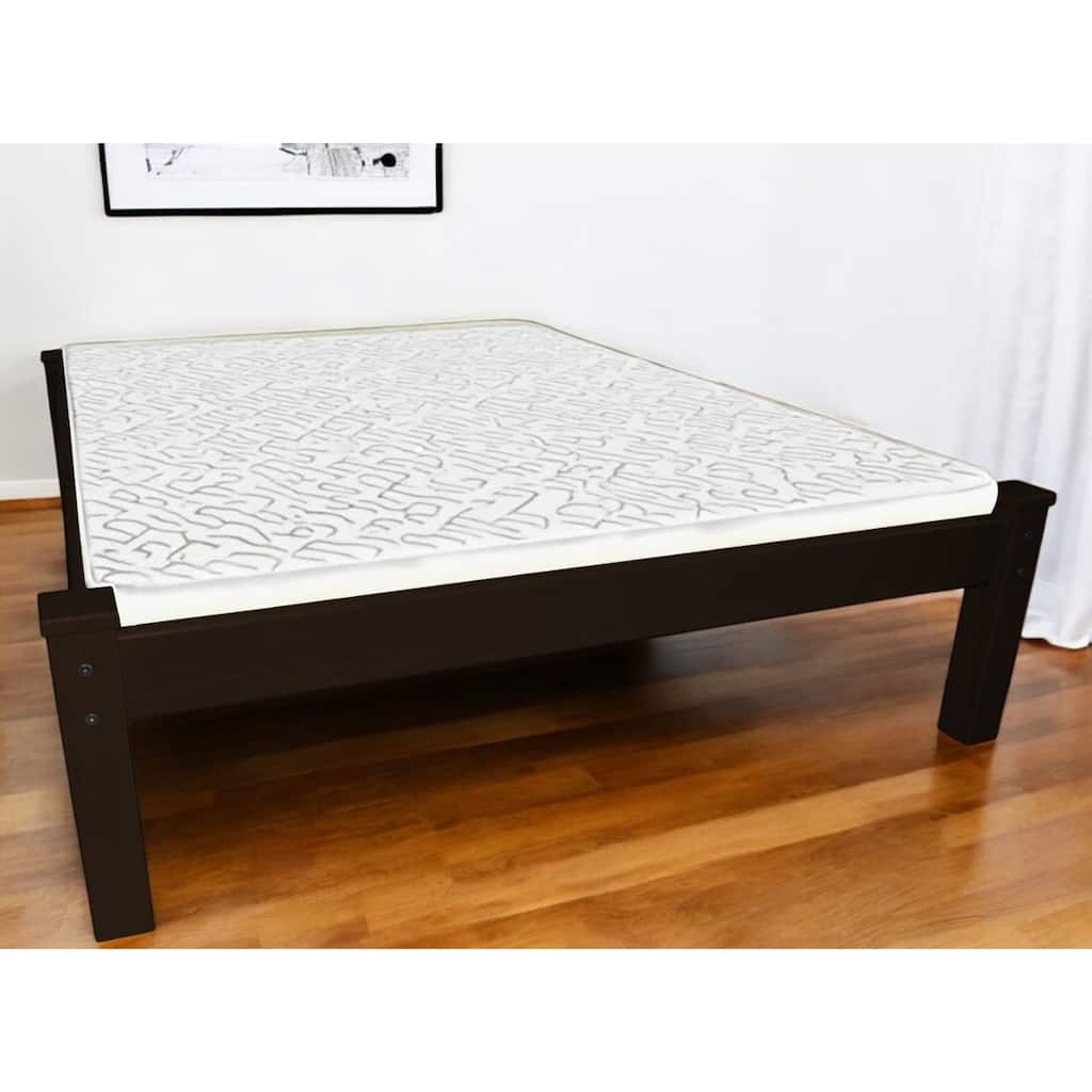 HomeRoots Dark Brown Solid Wood Queen Bed Frame