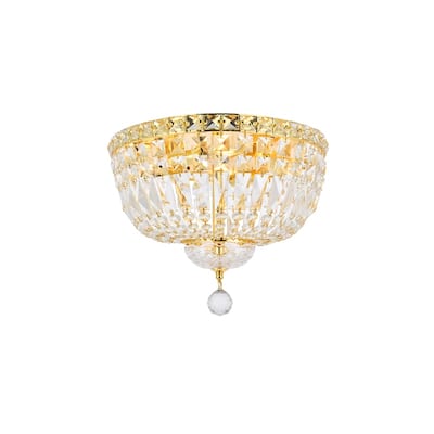 Elegant Lighting 4-light Gold 14-inch Royal Cut Crystal Clear Flush Mount