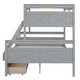 preview thumbnail 14 of 12, Gray Twin over Full Size Pine Wood Bunk Bed with Ladder, Two Storage Drawers, Safety Guardrail