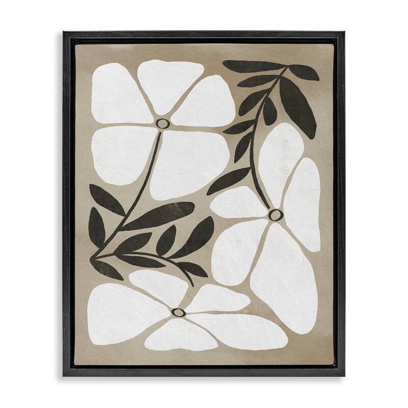Stupell Boho Flowers Trio Framed Floater Canvas Wall Art Design By Victoria Barnes - 25 x 31 - Black