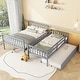 preview thumbnail 2 of 10, Detachable Rubber Wood Twin Over Full Bunk Bed with Trundle,Convertible Ladder and Guardrail Grey