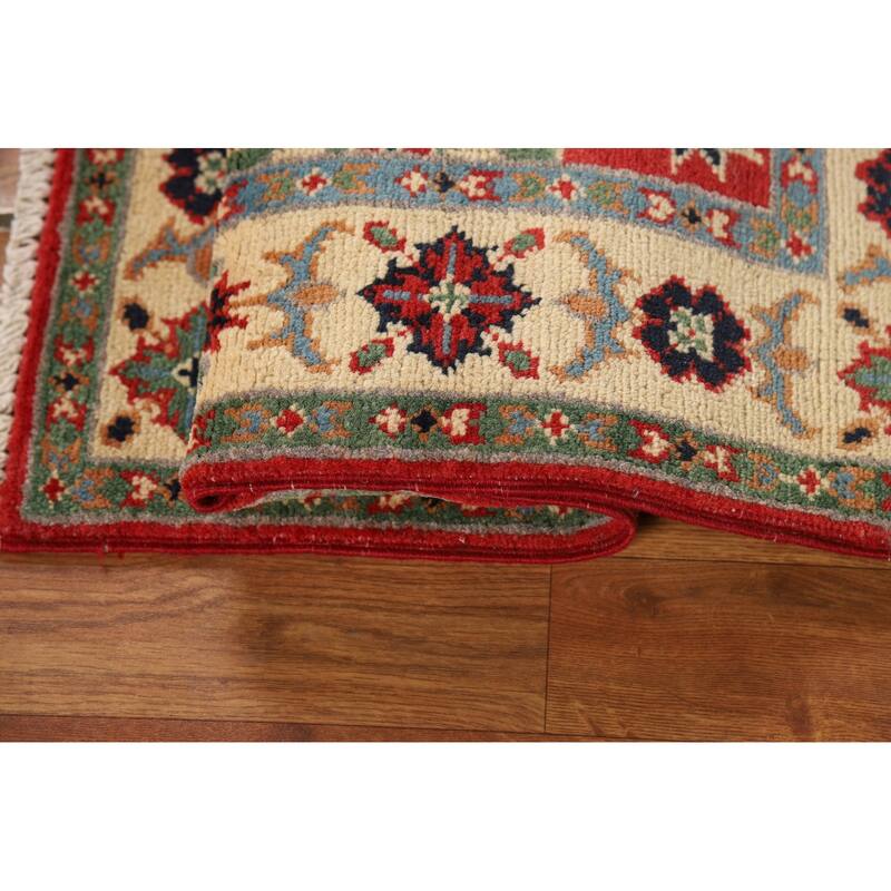 Red Kazak Oriental Foyer Rug Hand-Knotted Traditional Wool Carpet - 2'0" x 3'0"