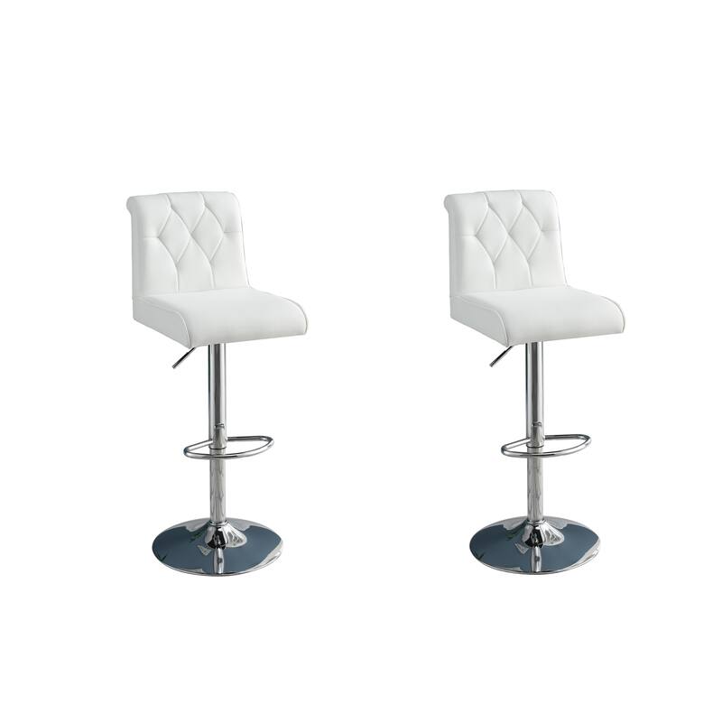 Adjustable Bar Stools Set of 2, Faux Leather Counter Height Chairs with Back, Kitchen Island Stools with Footrest