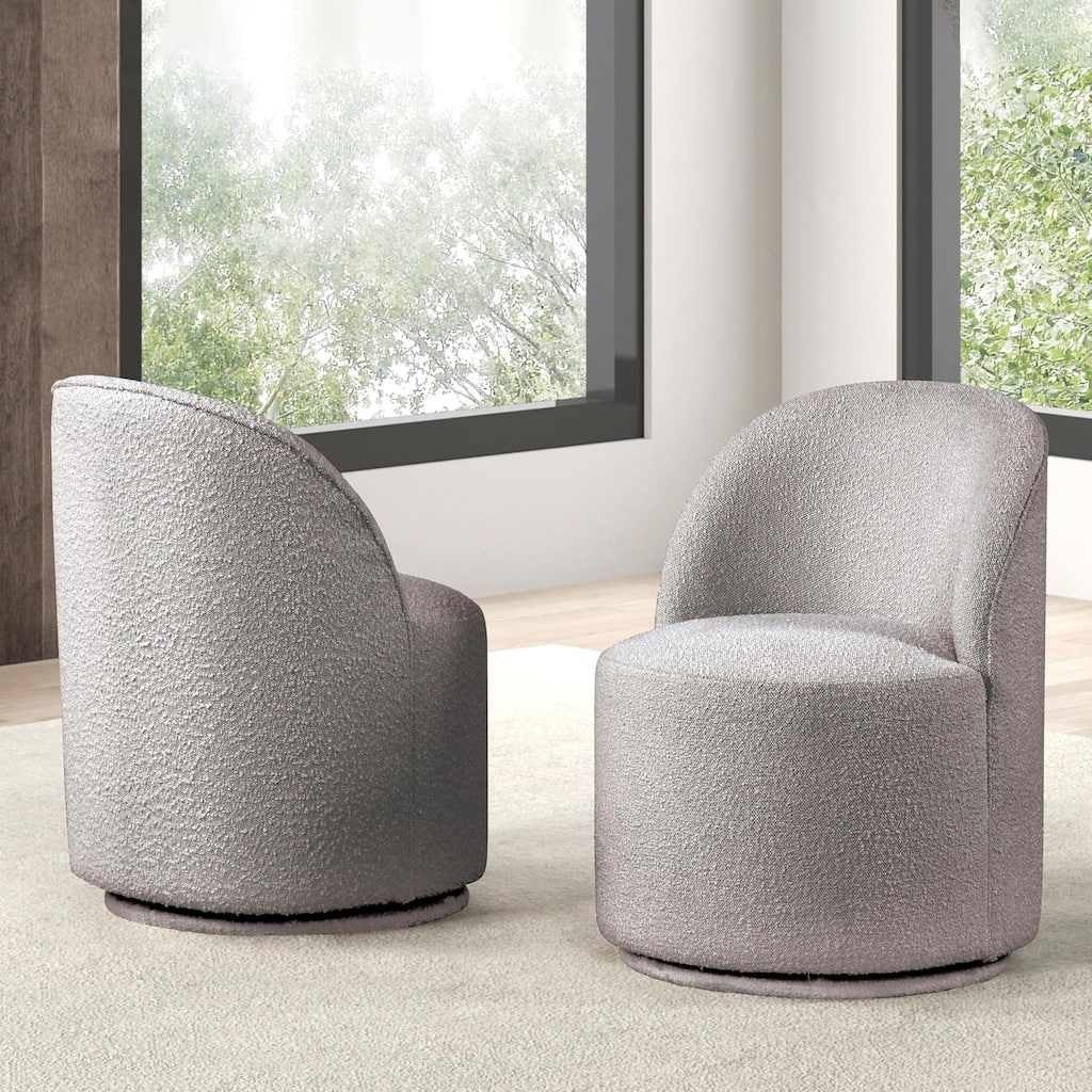 Gray Finish Rotating Upholstered Modern Chairs Set