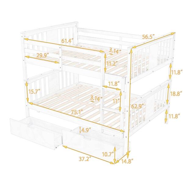Space-Saving Full over Full Bunk Bed with Drawers & Ladder