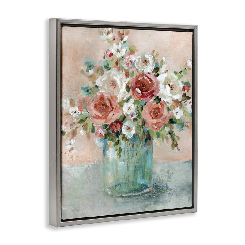 Stupell Red & White Roses Framed Floater Canvas Wall Art Design By Carol Robinson