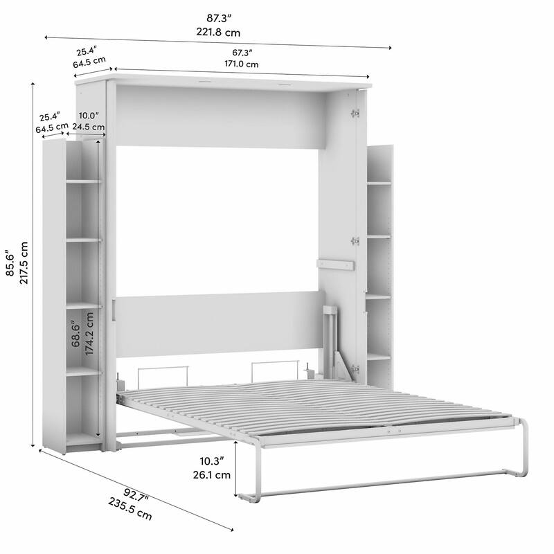 Lumina Queen Murphy Bed with Shelves (88W) by Bestar