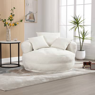 Chenille Sponge single sofa,No Assembly Required,Fluffy Modern Sleeper Chair for Living room, Bedroom