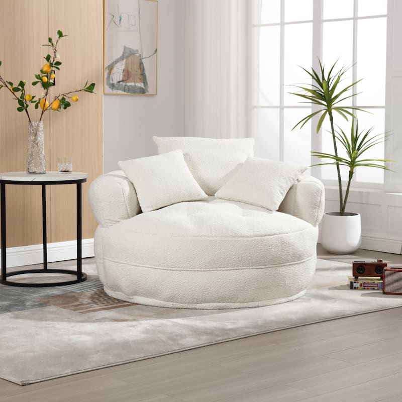 Chenille Sponge single sofa,No Assembly Required,Fluffy Modern Sleeper Chair for Living room, Bedroom - Beige