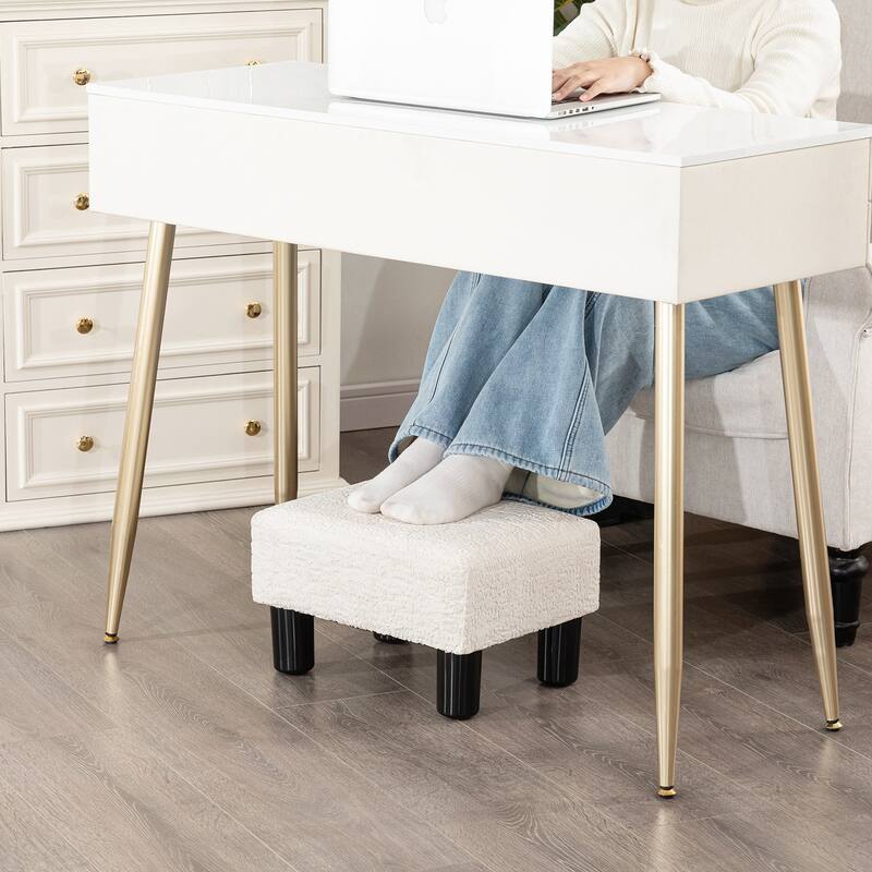 Adeco Small Rectangular Ottoman Footrest Stool Chair