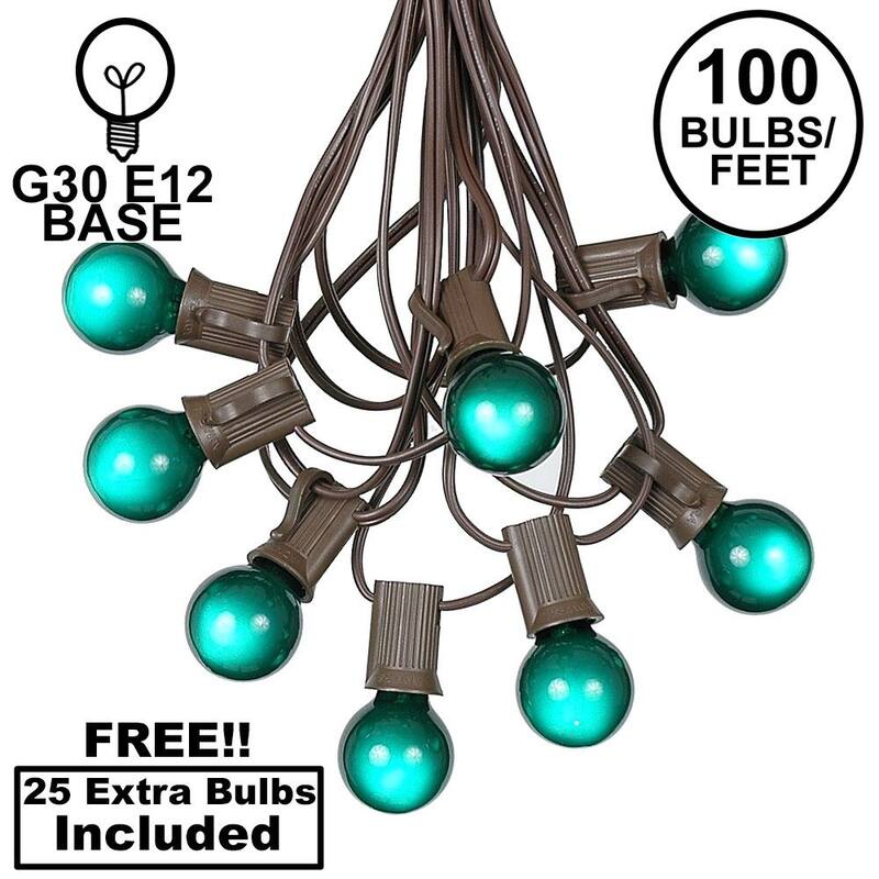100 Foot G30 Outdoor Globe Patio String Lights - Set of 125 G30 Globe Bulbs - Green