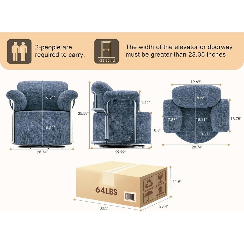 Modern Swivel Boucle Accent Chair Lounge Chair with Gold Metal Base