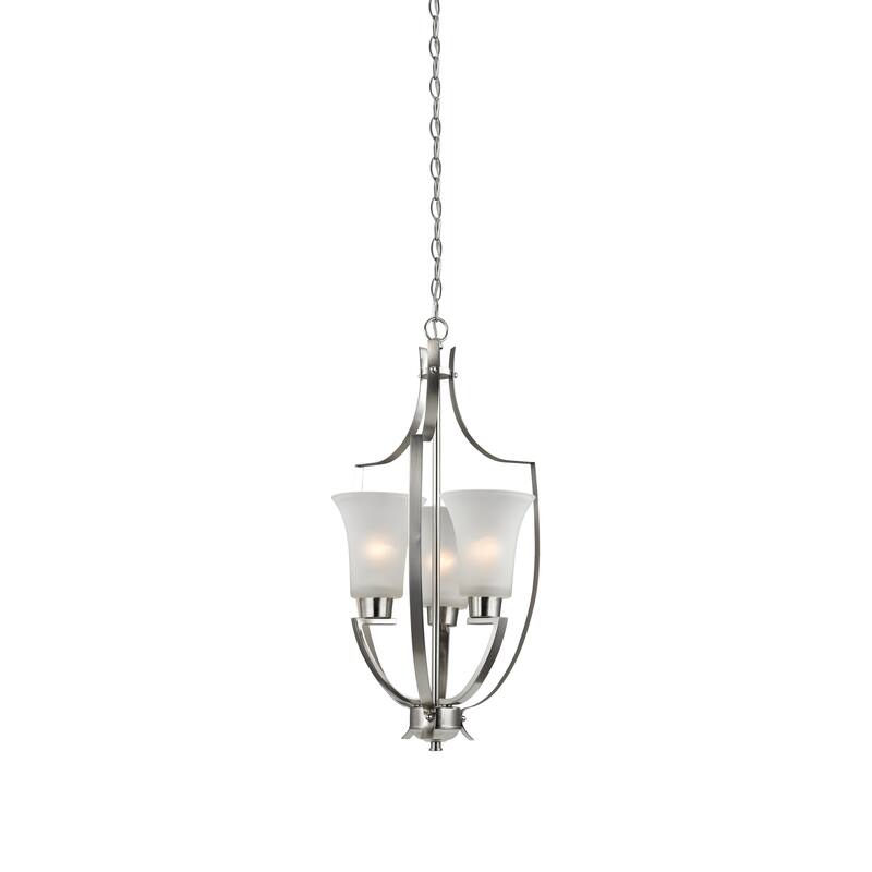 Elk Home Foyer Brushed Nickel With White Glass 3 Light Pendant