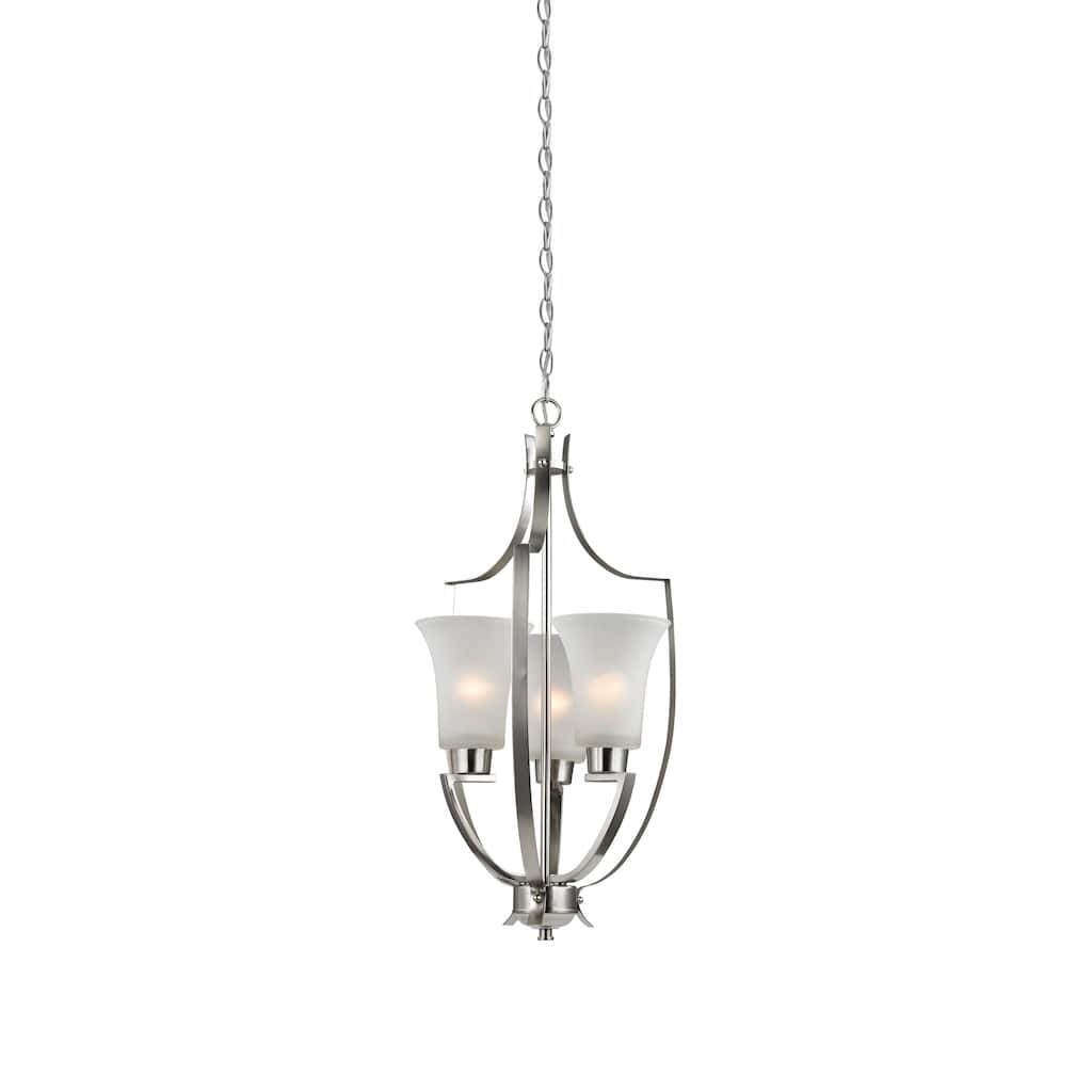 Foyer 15-inch Wide 3-Light Pendant in Brushed Nickel - 15in W x 15in D x 27in H