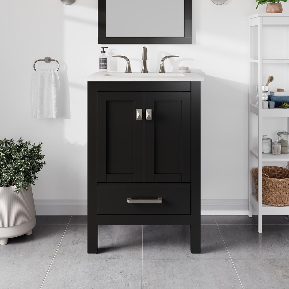 Eviva Aberdeen 24"W Bath Vanity with Carrara Quartz Top