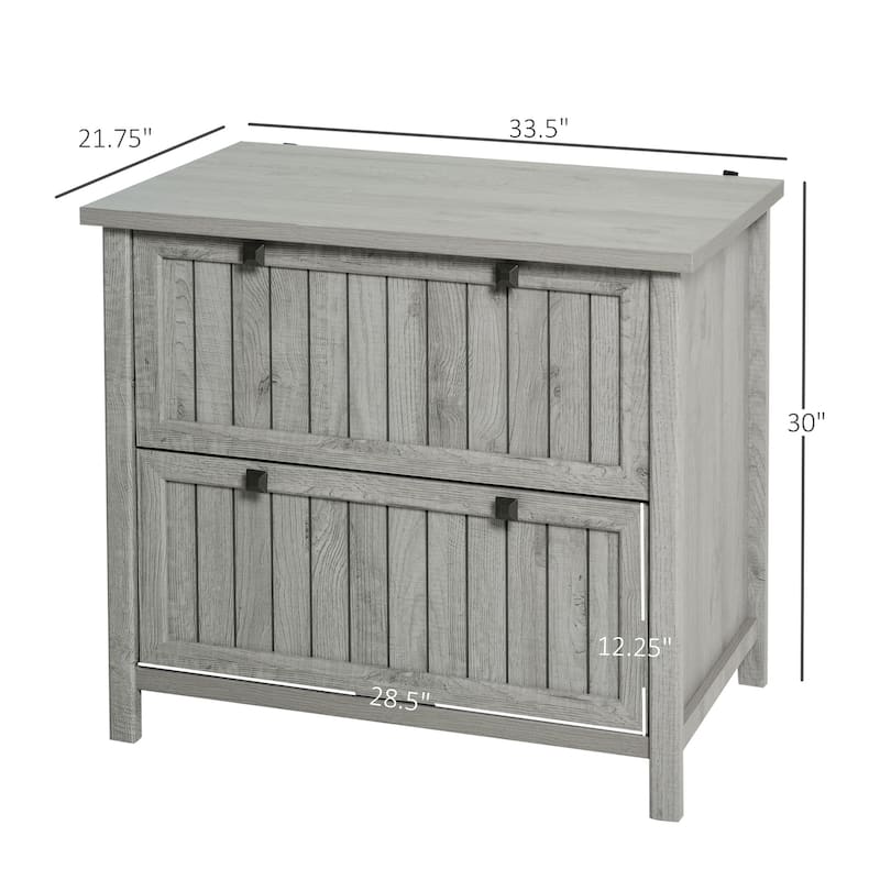 HOMCOM Retro Style 2-Drawer Lateral File Cabinet Chest Wooden Documents Storage for Letter/Legal Size