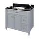 preview thumbnail 54 of 109, Vail 37" Bathroom Vanity with Cultured Marble Top Sink w/ Backsplash in White with White Basin