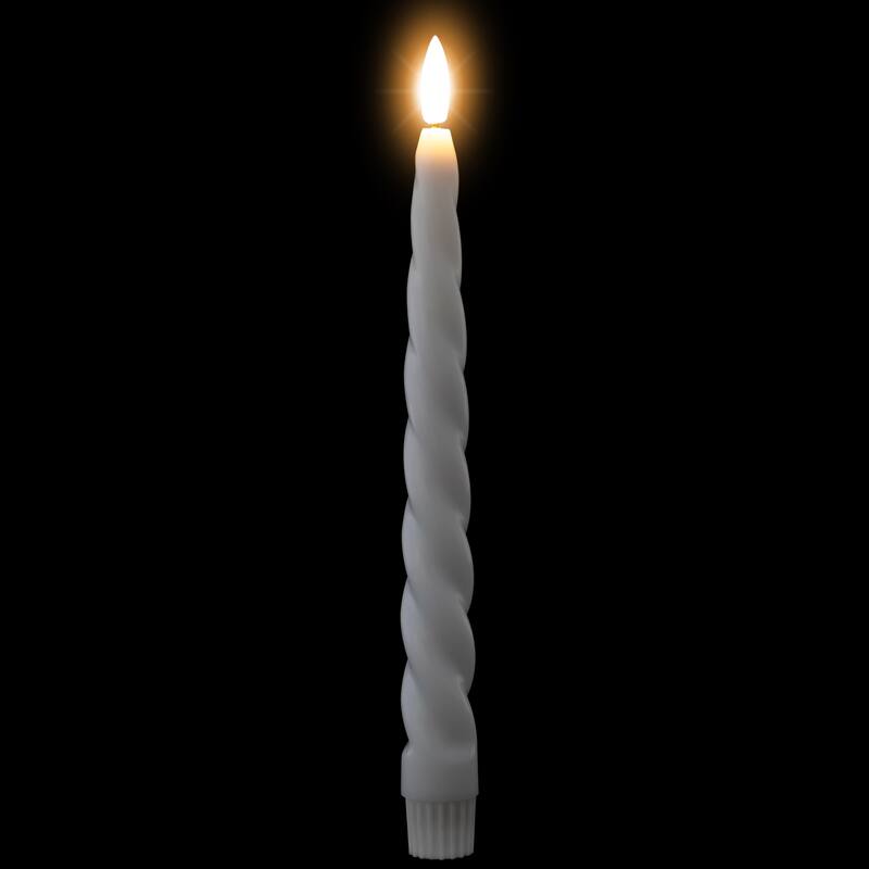 LED Flameless Flickering Taper Swirled Christmas Candles - 9.5" - Set of 2