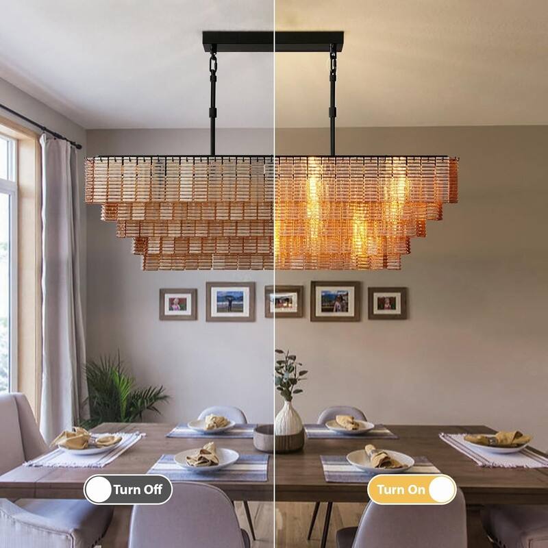 Modern Chandelier, 41 in. 9-Light Black & 59 in. 11-Light Gold Options for Dining Room, Living Room, Foyer, Bedroom