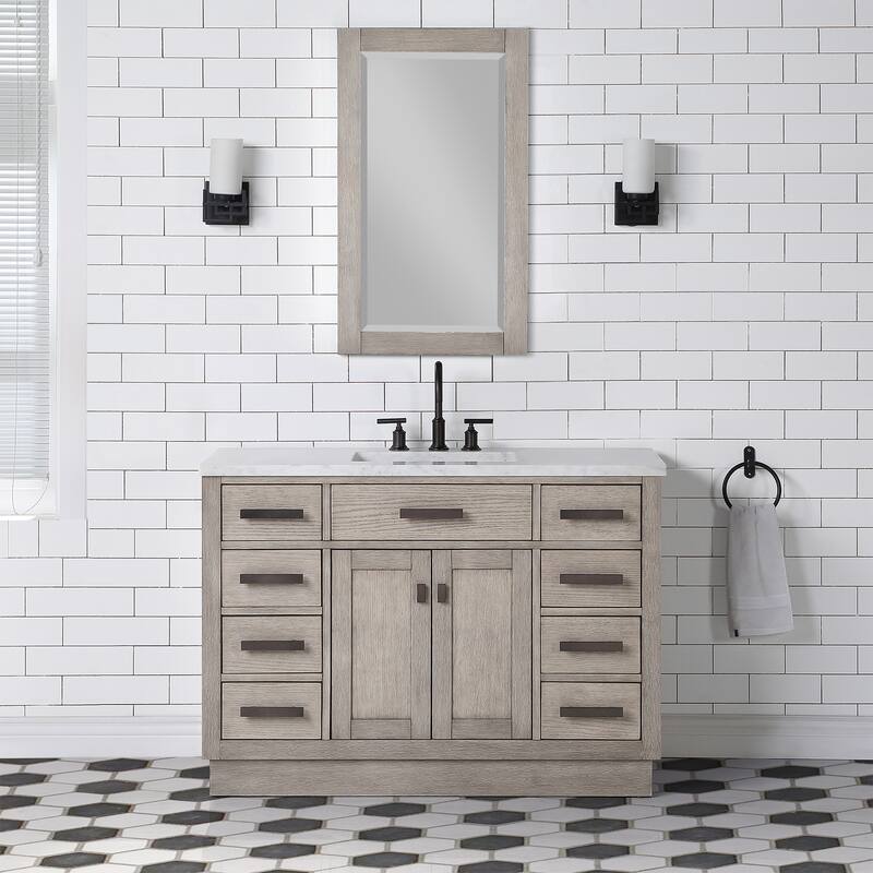 Chestnut 48" Single Bathroom Vanity Vanity with Mirror(s) and Faucet(s)