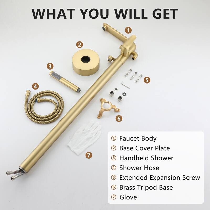Bathtub Faucet Floor Mounted Free Standing Tub Filler W/Handheld