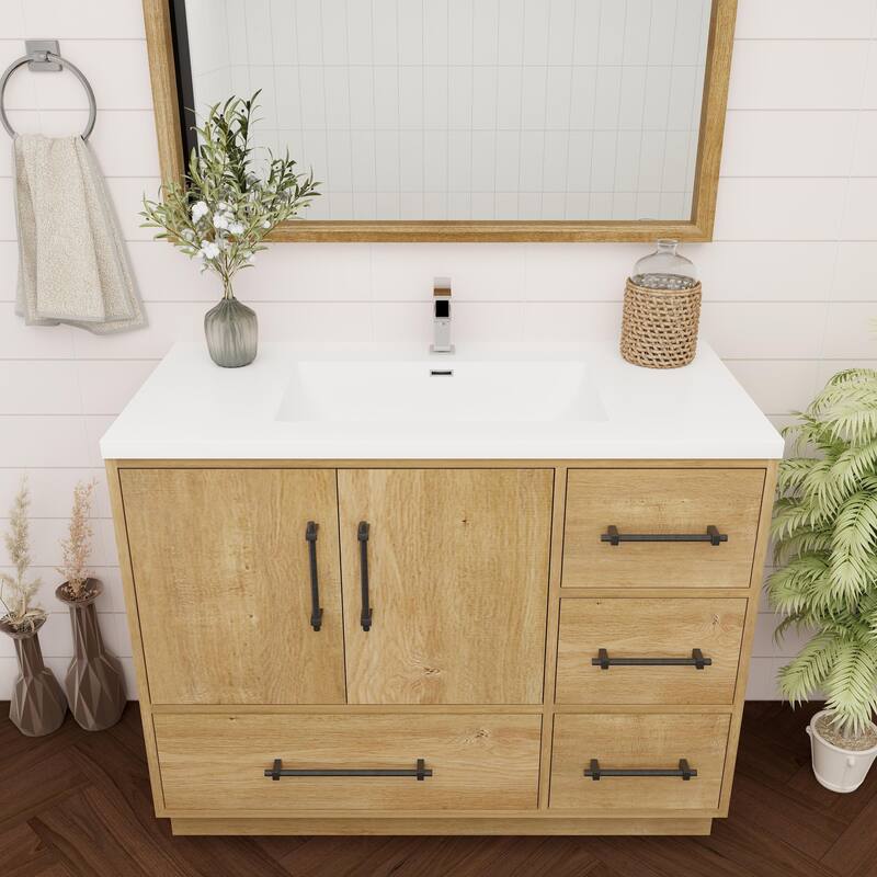 Victoria 42'' R Drawer Freestanding Vanity with Reinforced Acrylic Sink - 41.5