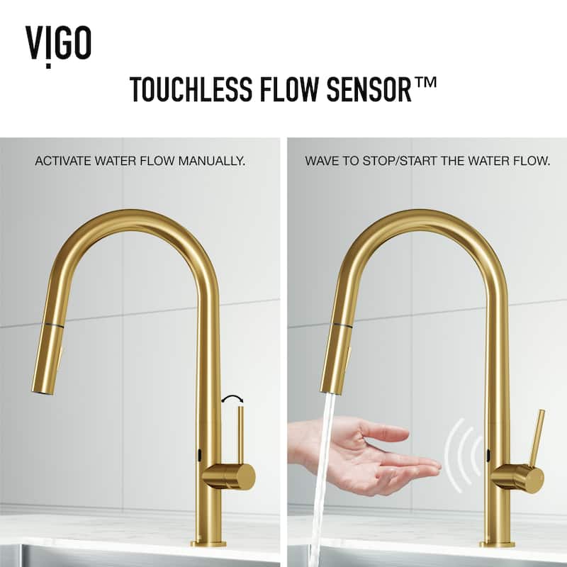 VIGO Greenwich 18" H Single Handle Pull-Down Sprayer Kitchen Faucet with Touchless Sensor
