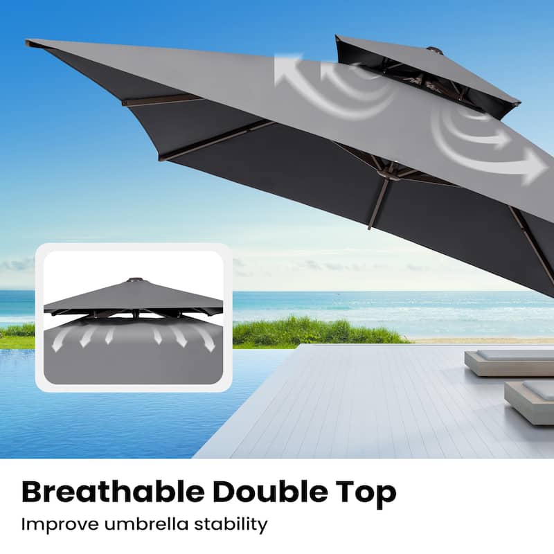 Pellebant 10 X 13 Feet Outdoor Cantilever Umbrella with Double Top