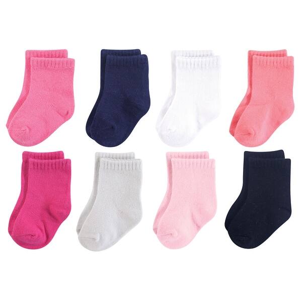 slide 1 of 1, Luvable Friends Baby Girl Fun Essential Socks, Pink Black Pink Black - 0-6 Months