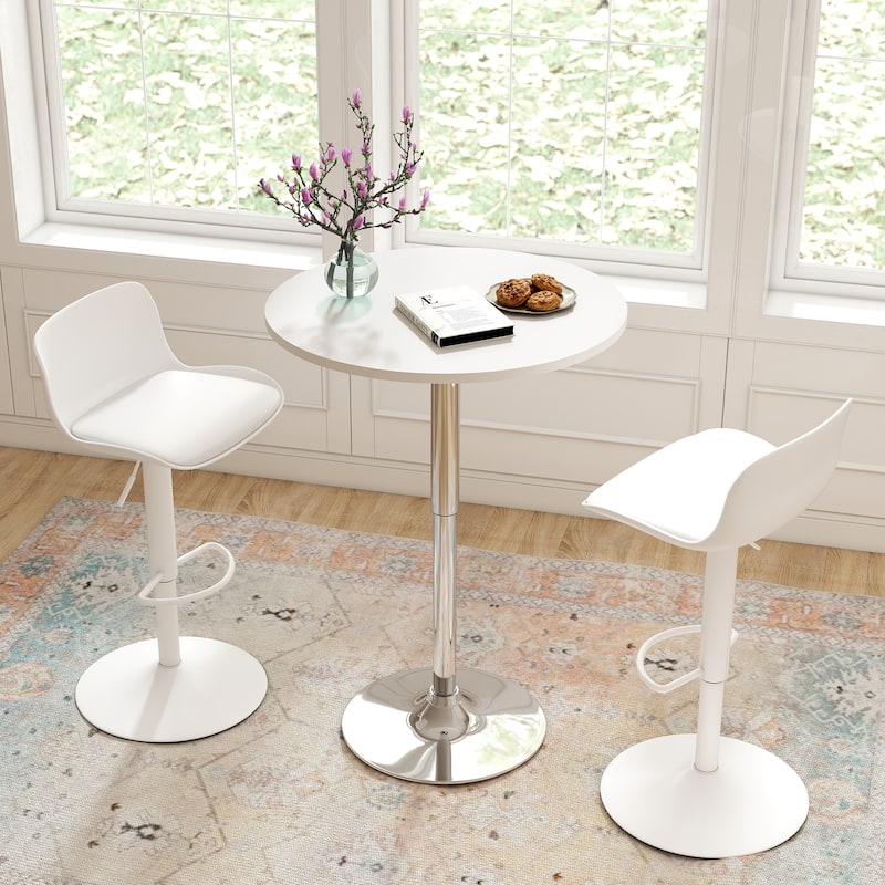 360 Swivel Round Pub Table Height Adjustable Bar Table 27.5-35.6 inches