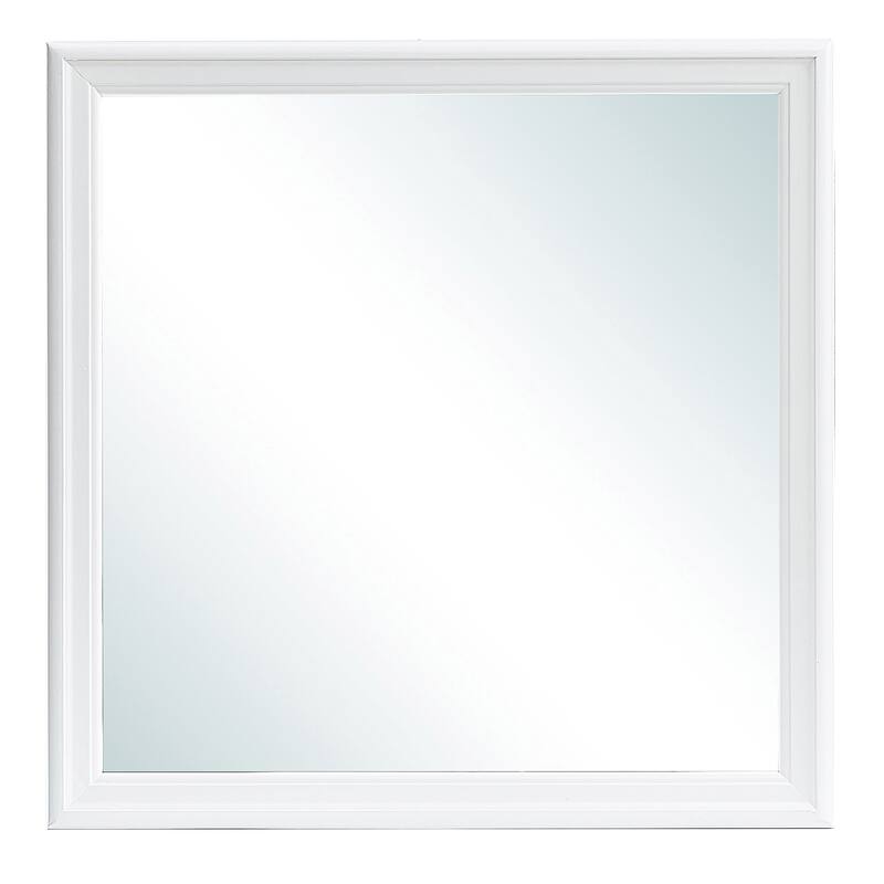 Wooden Framed Square Dresser Wall Mirror - 38" - Silver