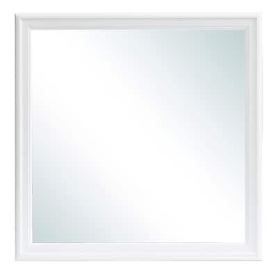 Wooden Framed Square Dresser Wall Mirror - 38" - Silver