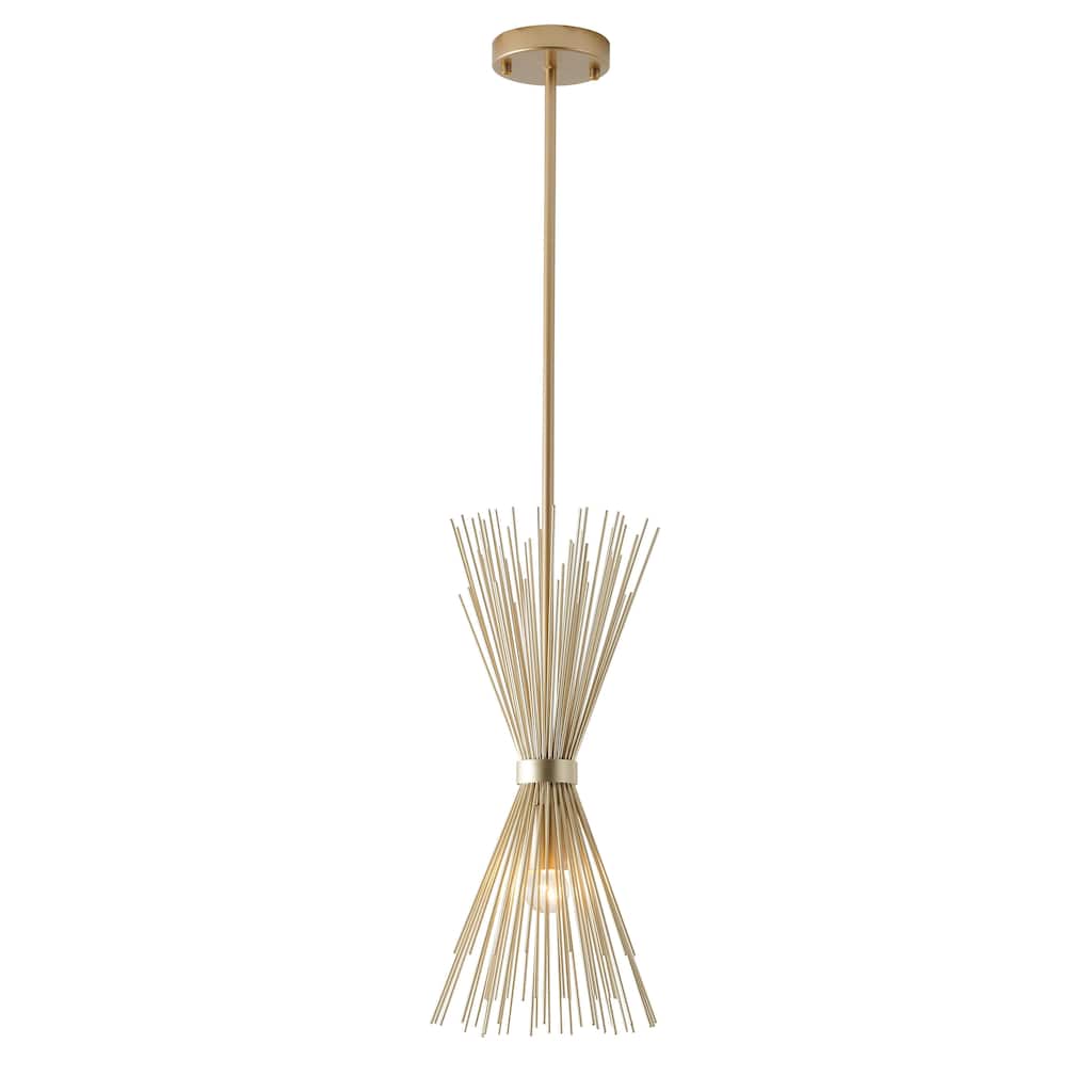 1 Light Gold Iron Pendant With A Spiked Cone Shade