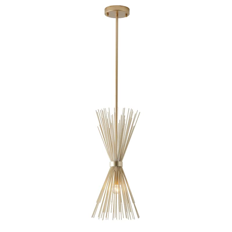 1 Light Gold Iron Pendant With A Spiked Cone Shade