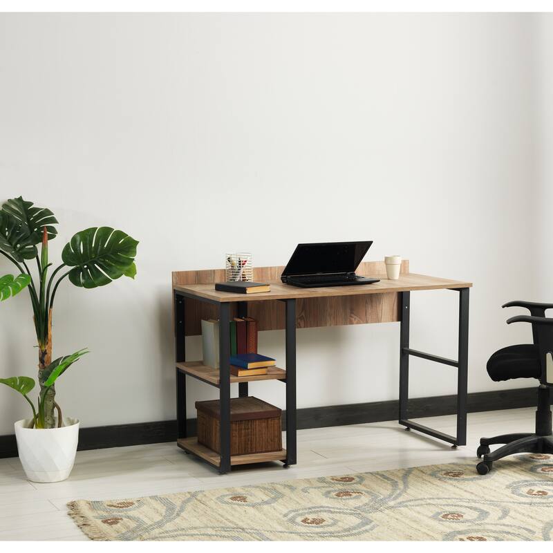 Refko 48" Wide, Metal leg 2 shelf study desk