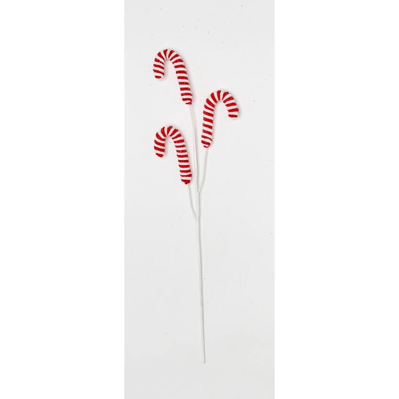 26" Candy w/ Glitter Spray, White & Red, Set of 3 - Multicolor
