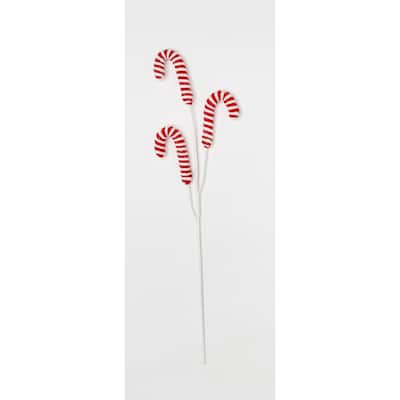 26" Candy w/ Glitter Spray, White & Red, Set of 3 - Multicolor