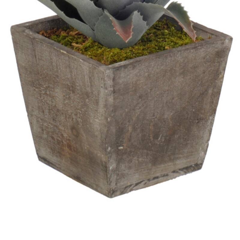 Faux Star Succulent in Grey Wood Cube