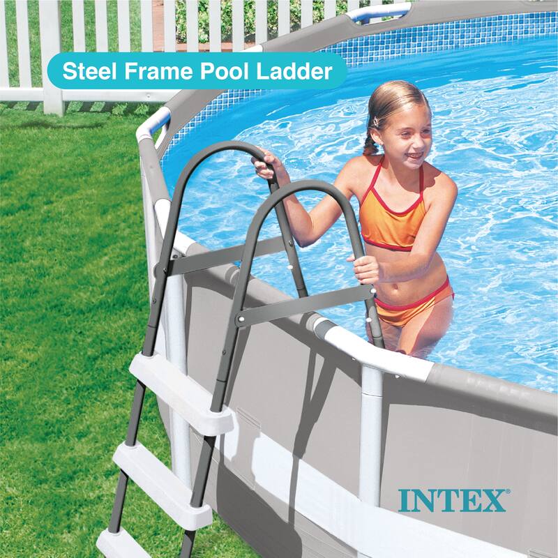 Intex Above Ground Steel Frame Swimming Pool Ladder for 42-In. Wall Height Pools - 15.16