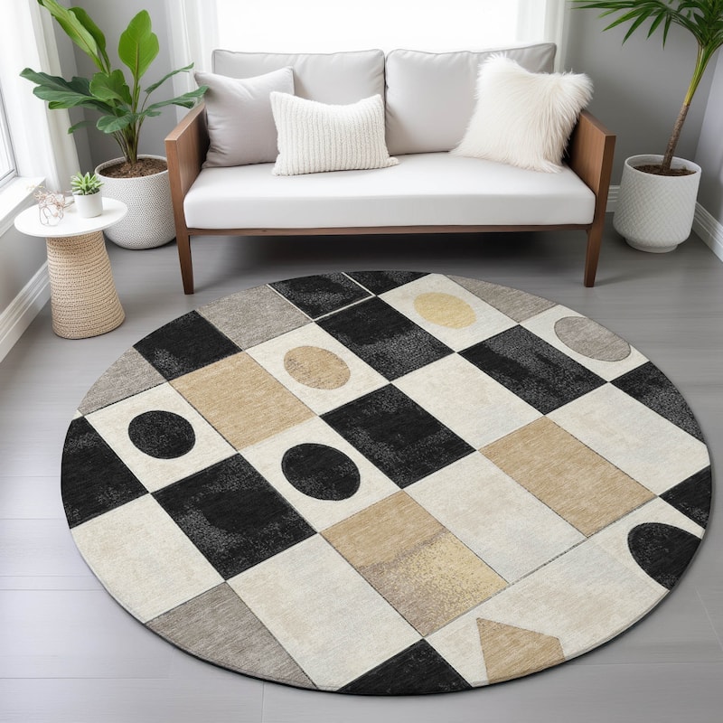 Machine Washable Indoor/Outdoor Casual Contemporary Chantille Rug