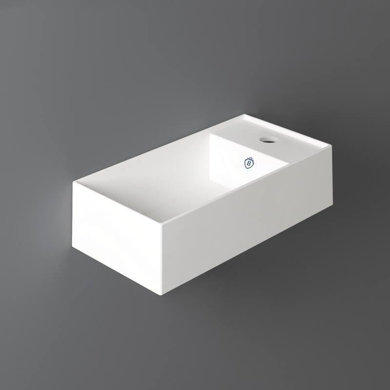 Whitehaus Britannia Rectangular Wall Mount Basin with Right Single