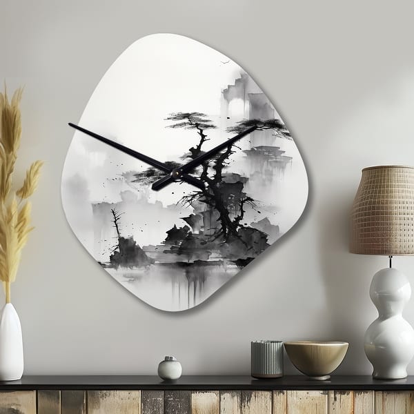 Designart - Asian Art Landscape Sumi - Asian Art Wall Clocks in ...